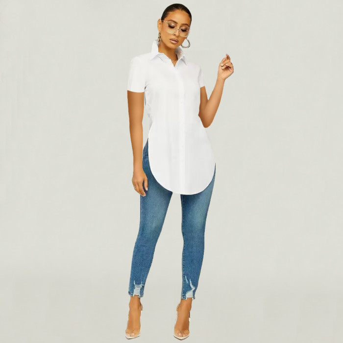 Women's cute split short sleeve shirt