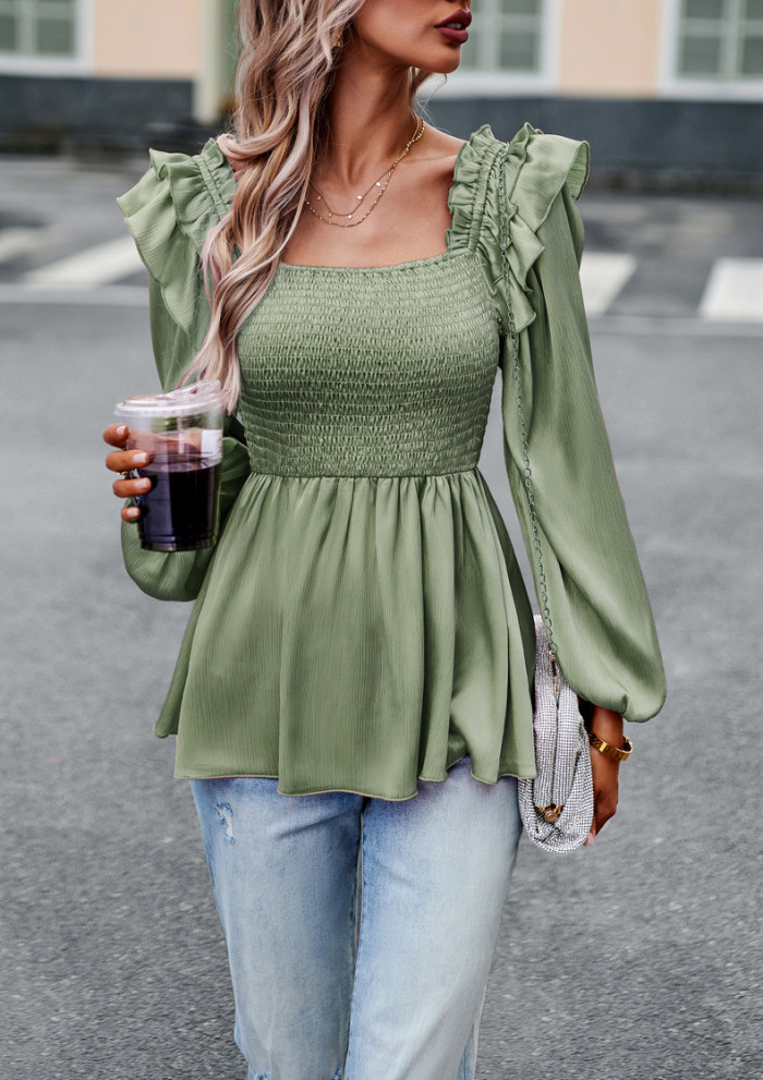 Women's Solid Color Shirt Autumn Winter Chic Career Long-Sleeved Top