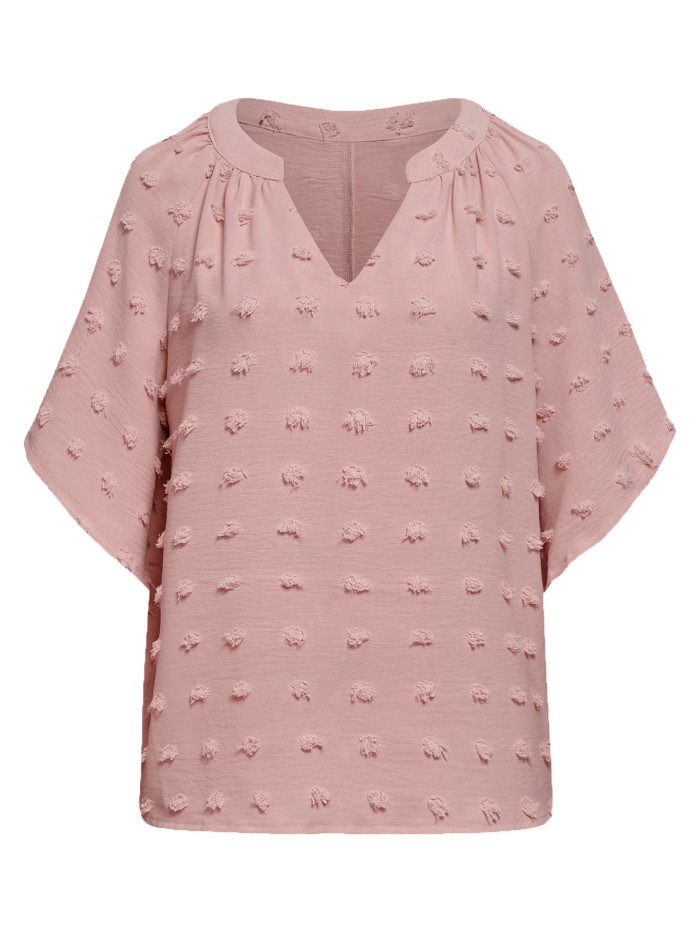 Spring Summer women's clothing Casual style v-neck solid color top