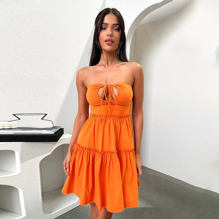 Summer Strapless Halter Neck A-line Dress
