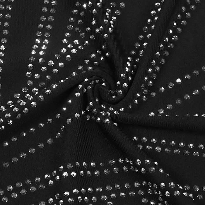 Women sexy beaded v-neck bodycon stretch dress
