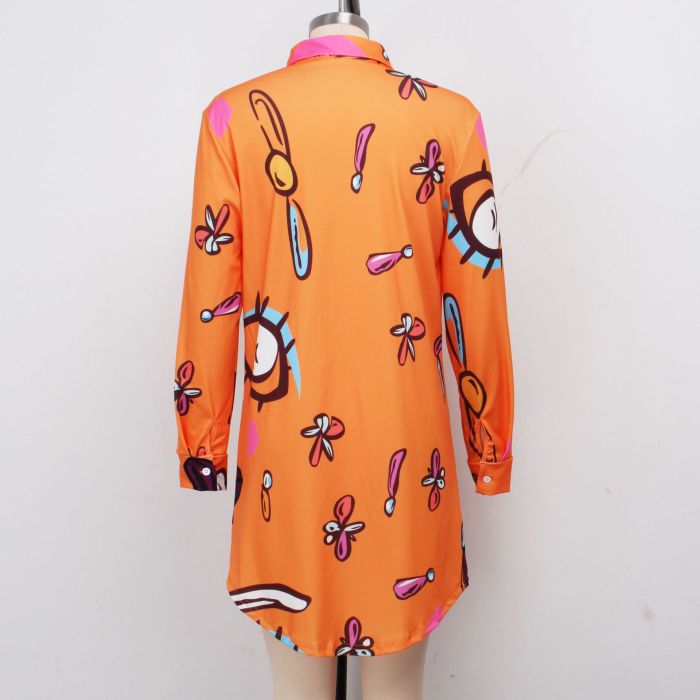 Fashionable Print Casual Women's Shirt Dress