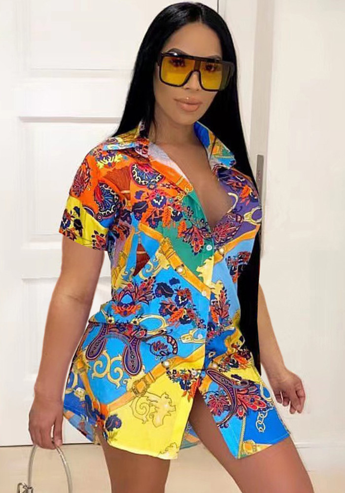 Plus Size Women Fall Loose Printed Shirt