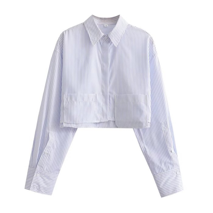 Spring Ladies Street Fashion Casual Striped Shirt