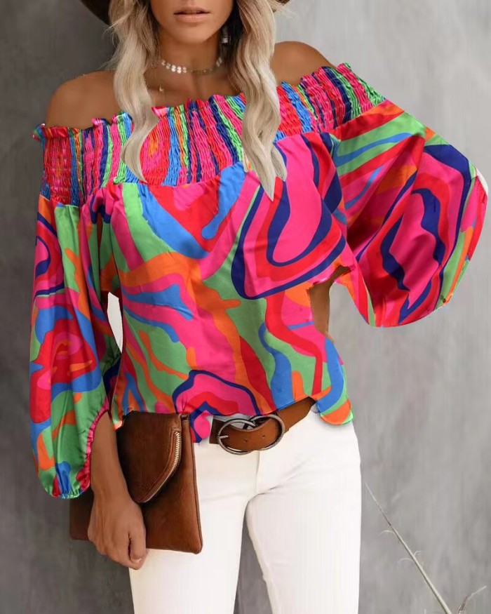 Autumn Off Shoulder Puff Sleeve Shirt Women's Clothing
