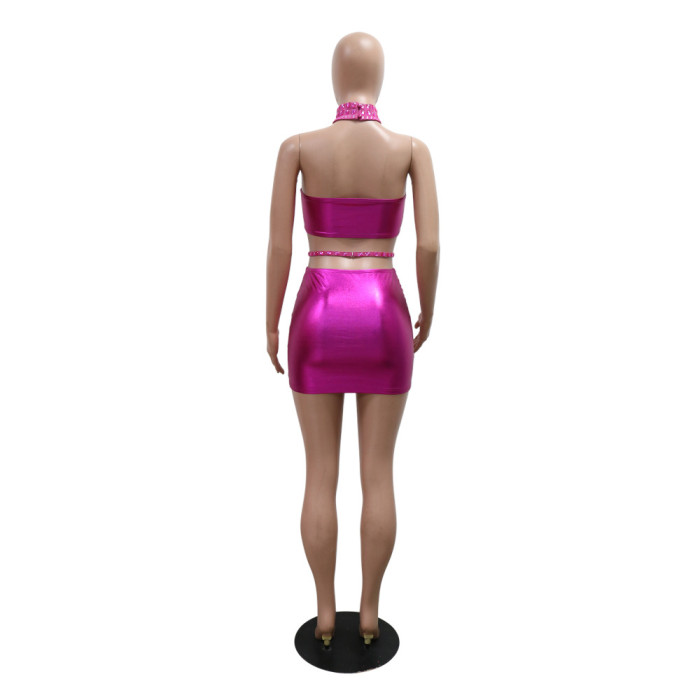 Women Strapless Top and Bodycon Skirt with Neck