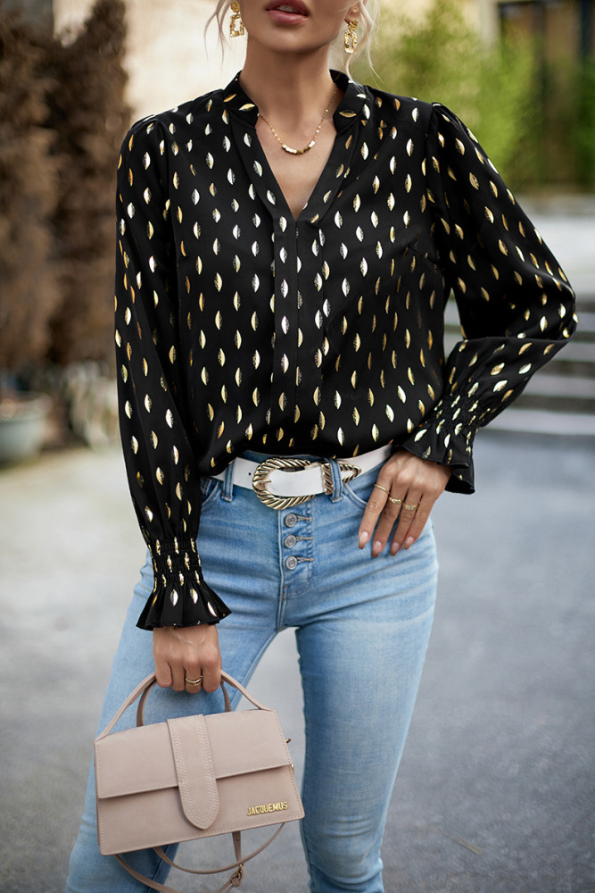 Women's Autumn V Neck Long Sleeve Shirt