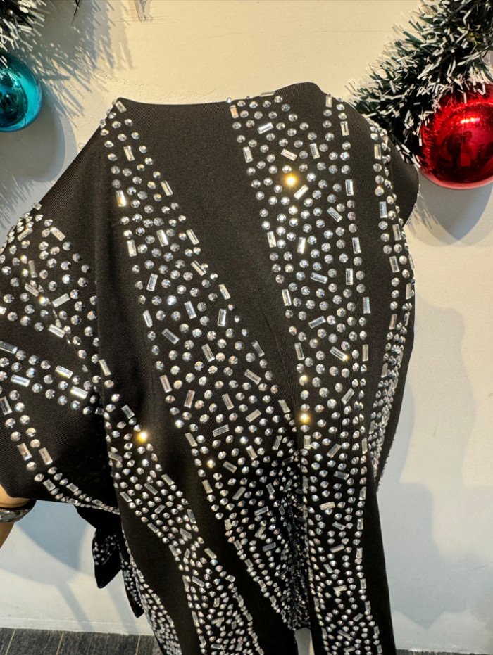 Sexy See-Through Beaded Mesh long sleeve Bodycon club dress