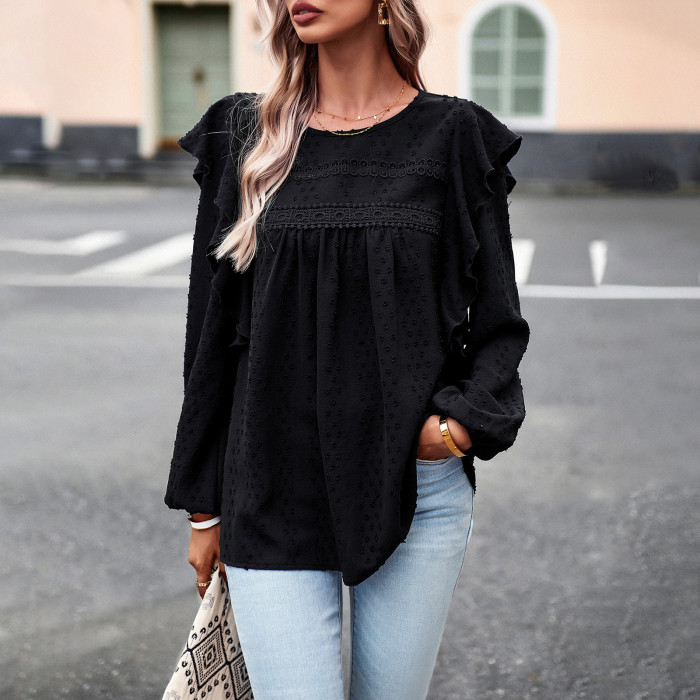 Womens Casual Long Sleeve Solid Shirt