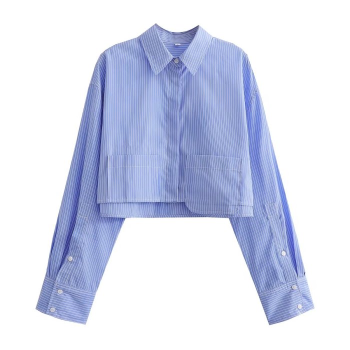 Spring Ladies Street Fashion Casual Striped Shirt