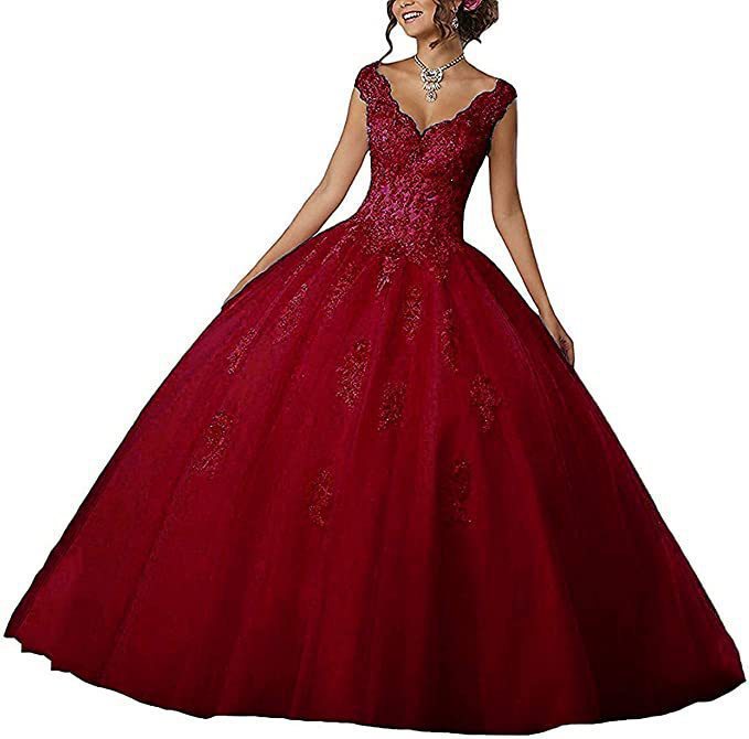 Bride Princess Fantasy Chic V-Neck Puffy Wedding Dress