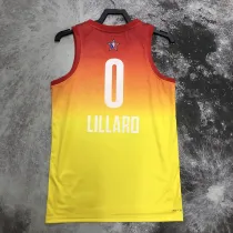 2023 NBA All Star Yellow 0#LILLARD Hot Pressed Jersey