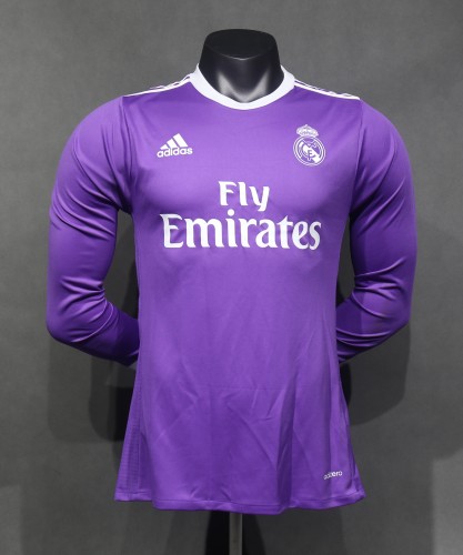 16-17 Real Madrid Away Retro Player Long Sleeve Jersey/16-17 皇马客场球员球员