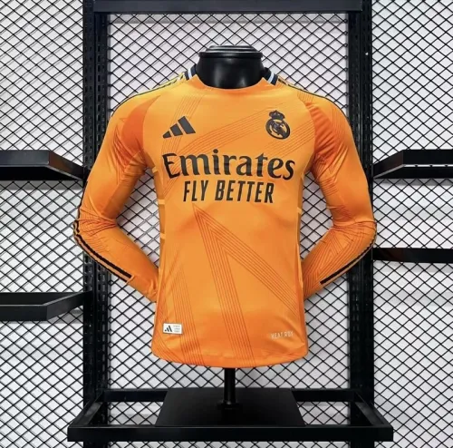 2024-25 Real Madrid away player Version long sleeve jersey(The player version is more slim fit, it is recommended to buy one size larger)
