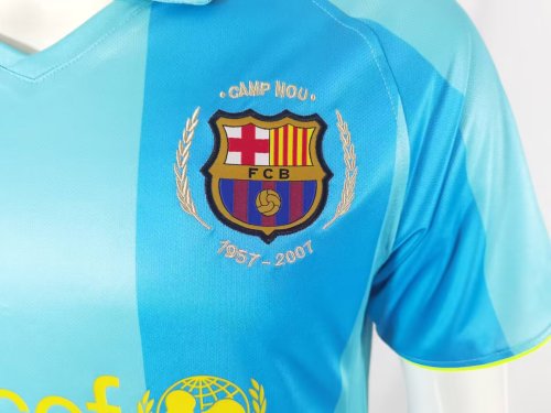 2007-08 Barcelona away blue retro jersey