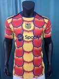 2024-25 Barcelona yellow and red special player version jersey  (The player version is more slim fit, it is recommended to buy one size larger)