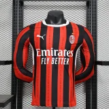 2024-25 AC Milan home long sleeve player version jersey(The player version is more slim fit, it is recommended to buy one size larger)