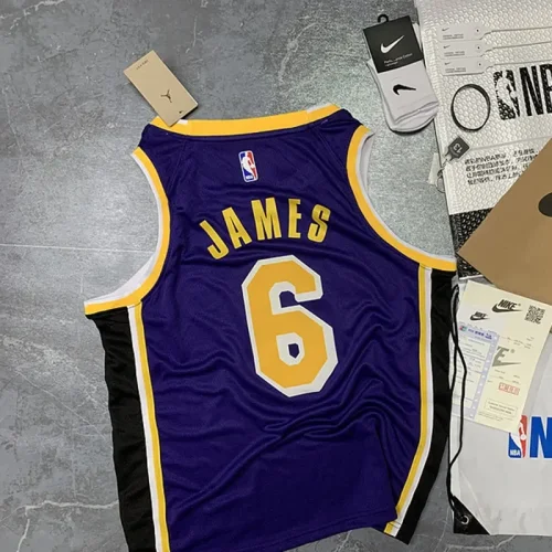 Lakers purple trapeze No. 6 James NBA Jersey