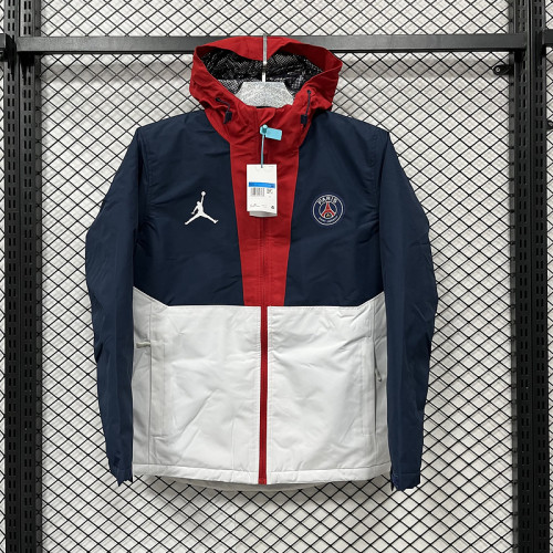 2024-25 Paris Saint Germain   white and blue cotton jacket