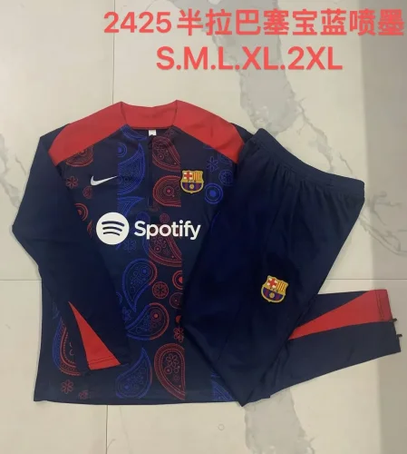 B954# 2024-25 Half zipper Barcelona blue (geometric inkjet) suit
