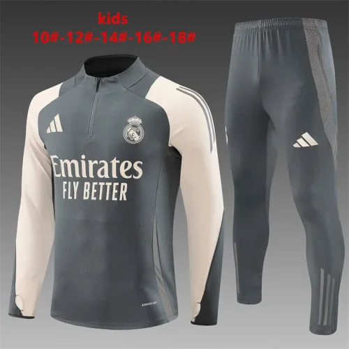 2024-25 Real Madrid Half-Zip Dark Gray Suit (Kids)