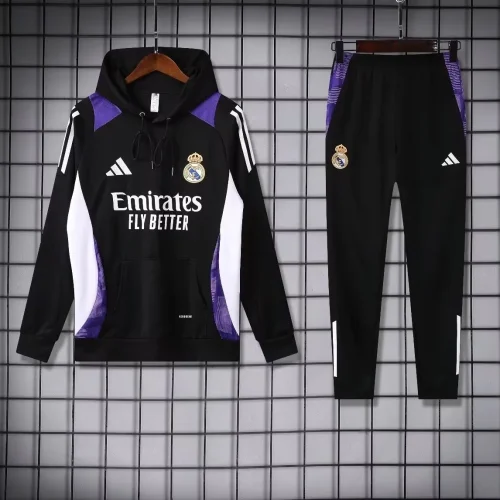 Real Madrid 2024-25 black hooded tracksuits