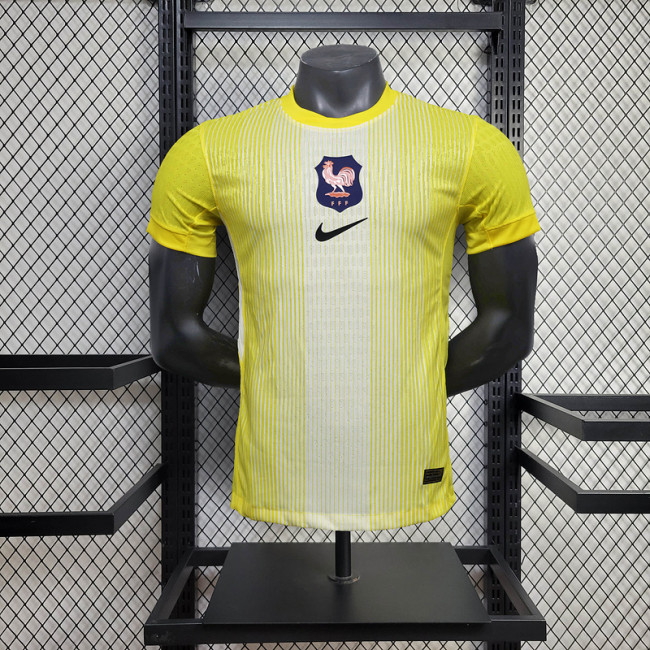 2025-26 France yellow player version jersey  (The player version is more slim fit, it is recommended to buy one size larger)