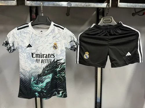 2025-26 Real Madrid Black and White Dragon kid kit