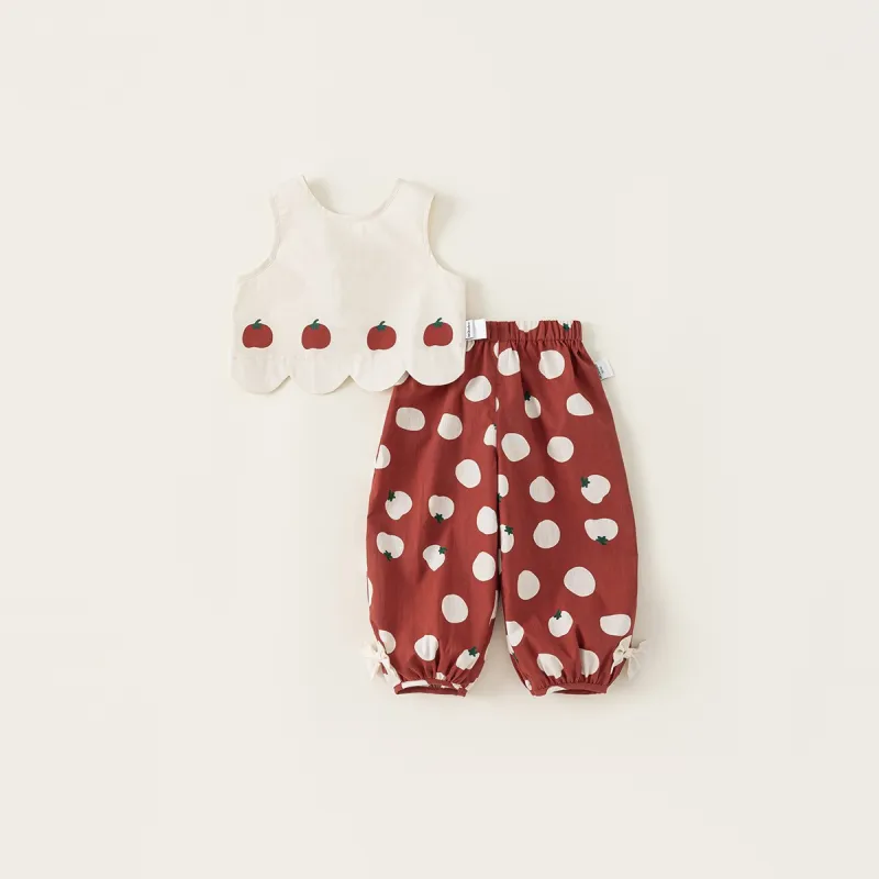summer new cartoon print vest organic cotton soft two-piece suit