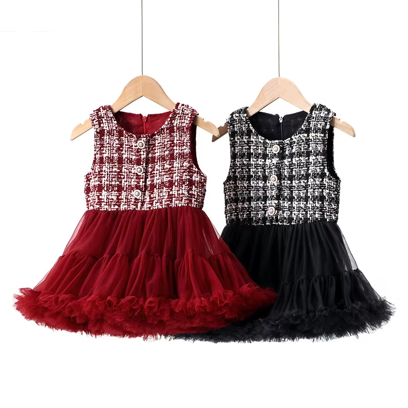 Autumn and winter New Classic style sweet fashion plaid sleeveless girl baby children princess dress
