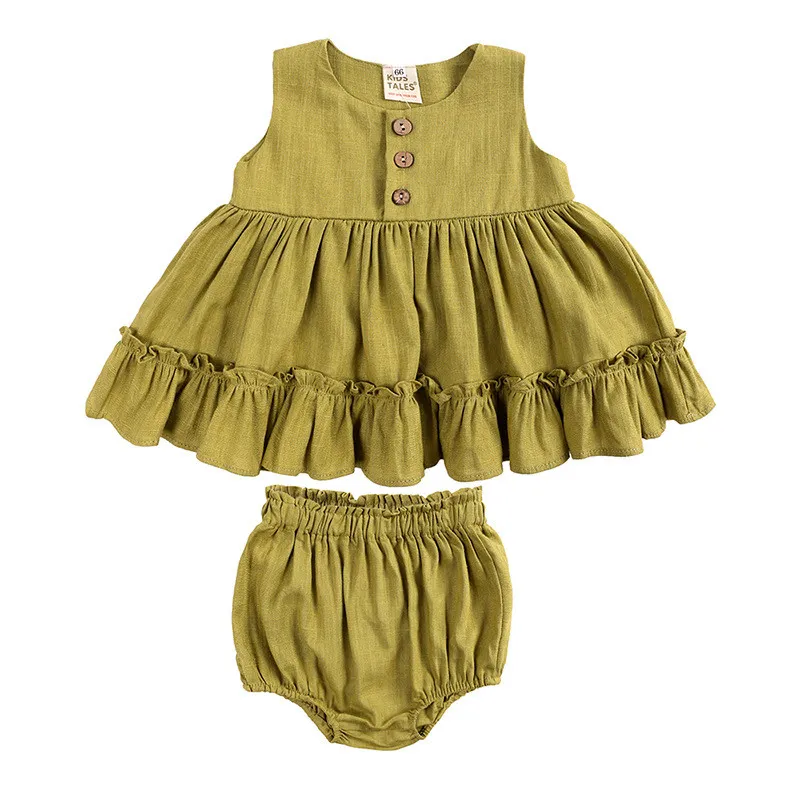 Cotton Ruffle Newborn Girl Tops + Bloomer Baby Outfits