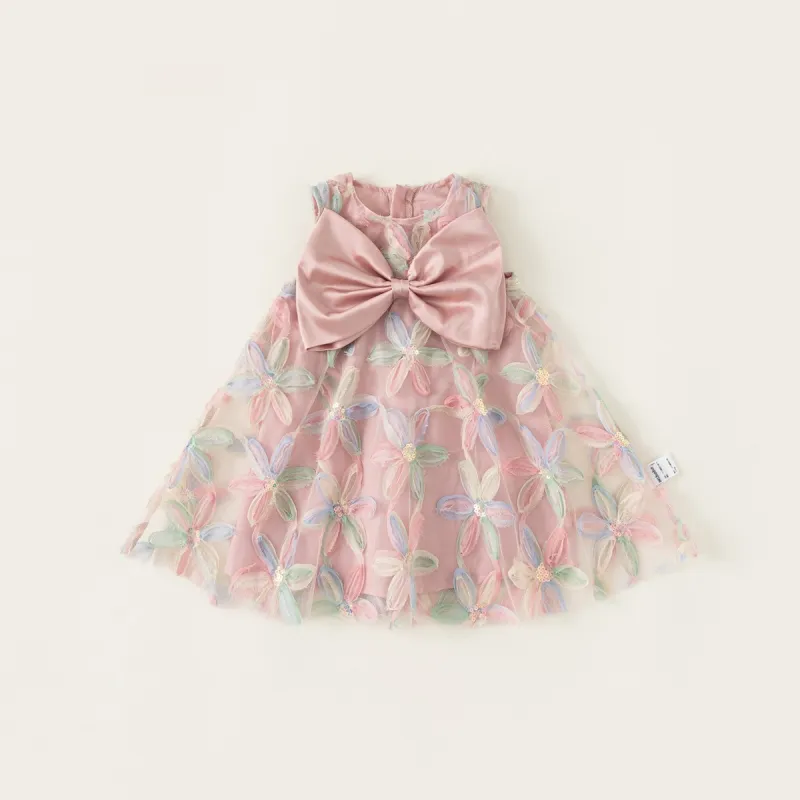 girl dress floral vest sweet bow sleeveless dress soft 