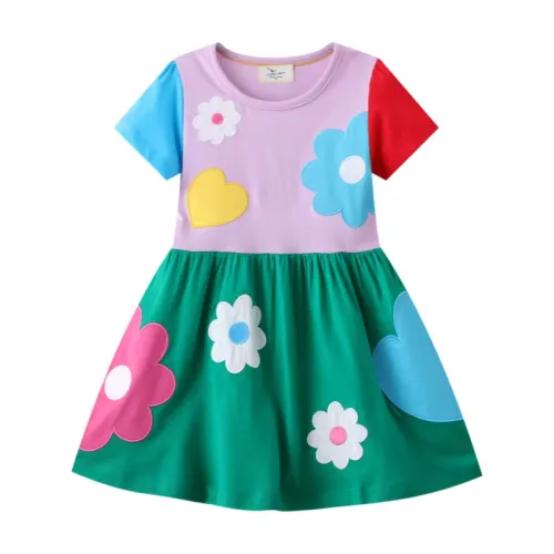 short-sleeved knitted floral printed skirt sweet girl dress