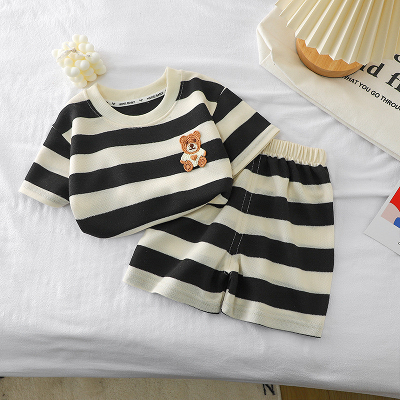 kids clothing short-sleeved suit stripes baby onesies