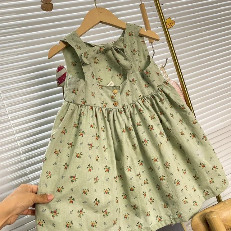 green floral pure cotton skirt sweet refrshing dress