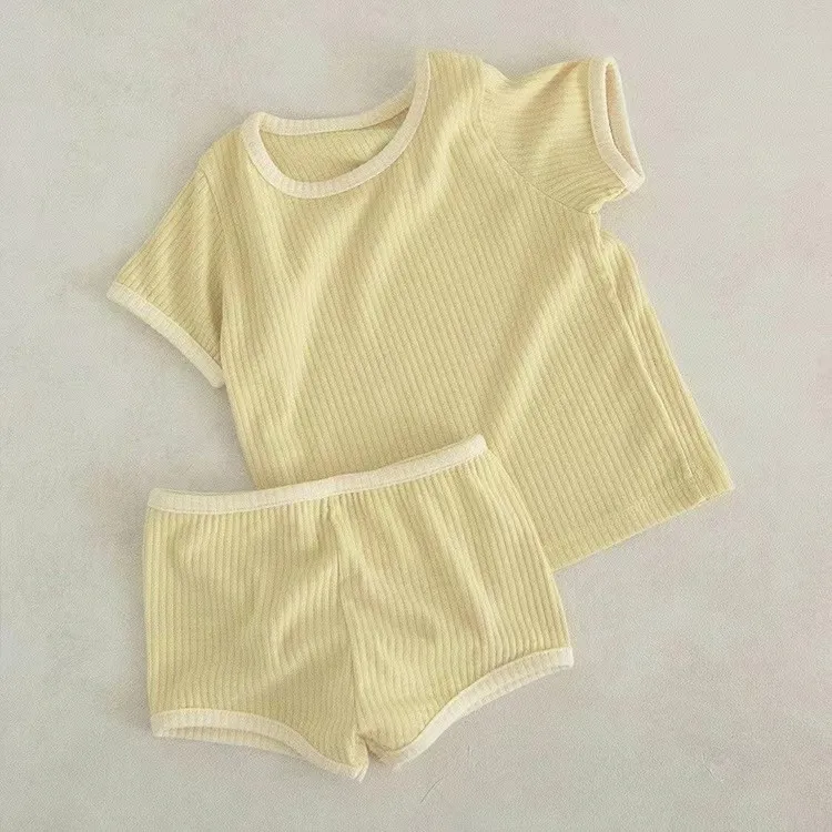 Hemming short sleeve shorts summer solid color breathable suit