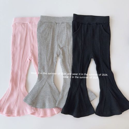 Girls' leggings knitted sunken stripe children's pants