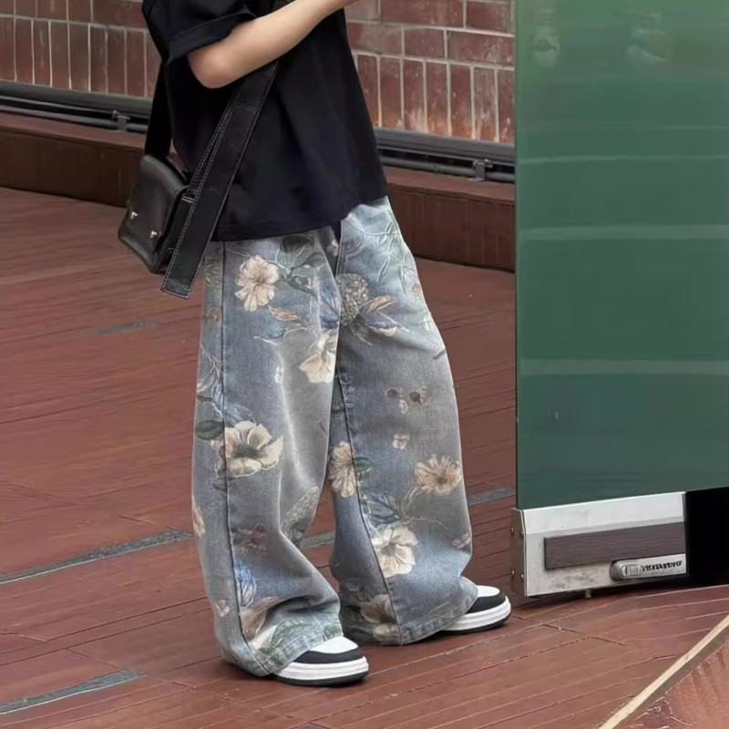 Boy loose jeans spring clothing casual pants trousers