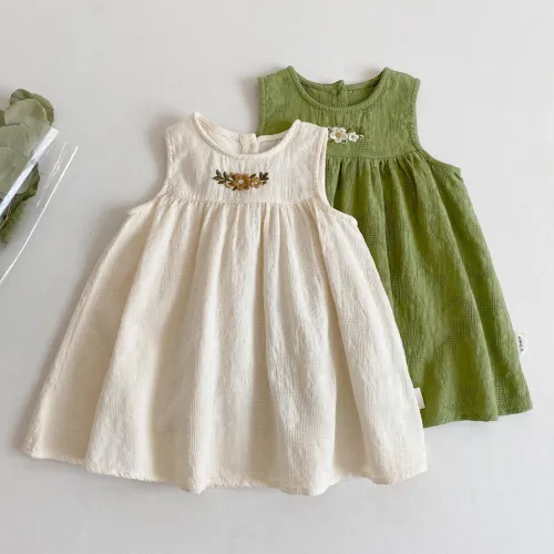 Embroidery sleeveless baby doll shirt children's doll skirt