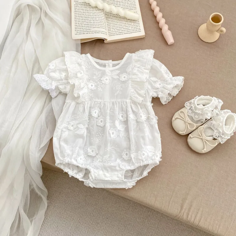 Flower short sleeve onesie baby girl Hundred Days banquet rompers jumpsuit
