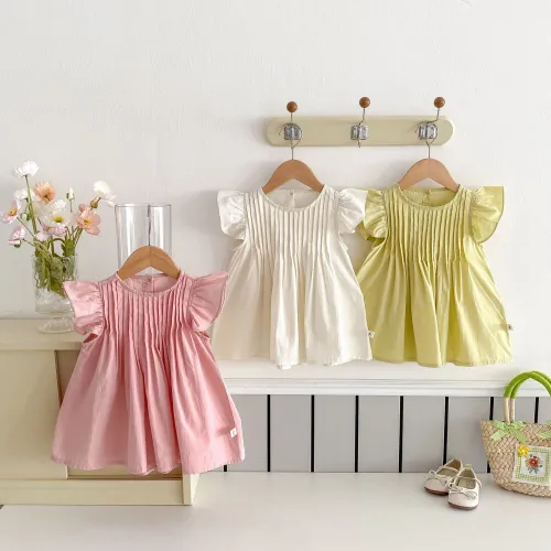 Solid color fashion princess dresses kids summer dress skirts
