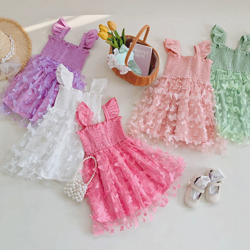 Smocking waist-tight baby girl princess dress