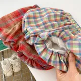 Girls' Plaid sling top bud-waisted shorts two-piece set