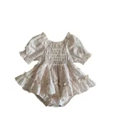 Sweet floral dress for baby girls Princess short-sleeved crawl suit