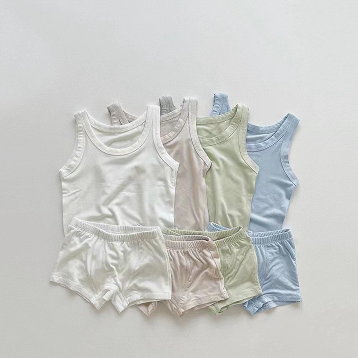 Hemming design vest + Shorts summer refreshing suit