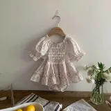 Sweet floral dress for baby girls Princess short-sleeved crawl suit