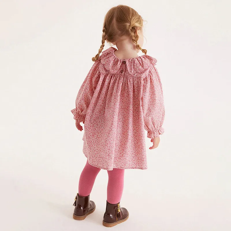 Long Sleeve girls dress cotton lace children shirt cute dress