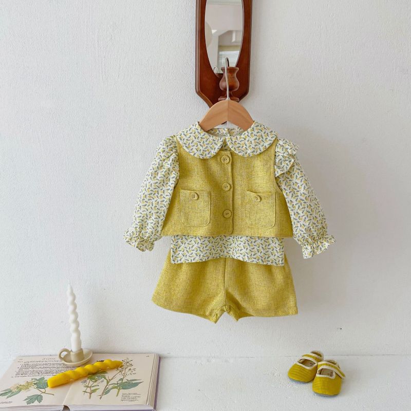 Baby suit cute cardigan vest suit handsome shorts suit