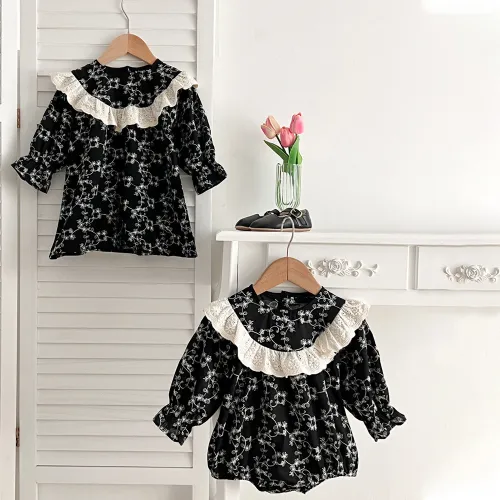 Lace floral princess dress female baby's bag fart dress