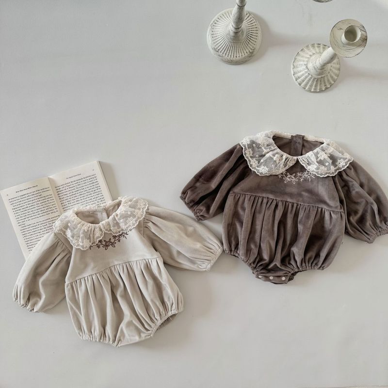 Lace collar chest embroidery long-sleeve jumpsuit